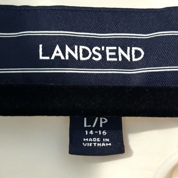 Lands End cream color down puffer vest snap pockets size Large - Picture 6 of 8